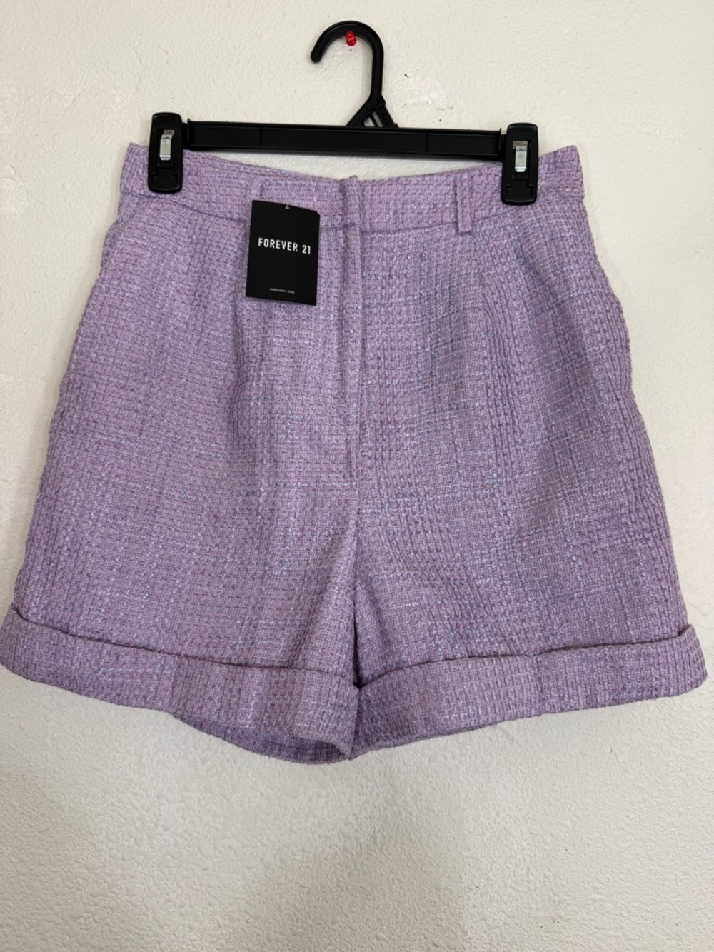 NWT Forever 21 Lavender Tweed High-Waisted Shorts - Size Medium